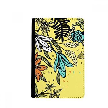 Imagem de Porta-passaporte Arte Moderna Lírio Flores Plantas Desenho Notecase Burse Carteira Capa Cartão Bolsa, Multicolor
