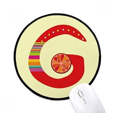 Imagem de G Alfabeto Laranja Frutas Bonito Padrão Mouse Pad Desktop Escritório Tapete Redondo para Computador
