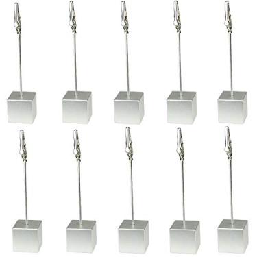 Imagem de 10pcs Table Number Holder Name Place Card Holder Memo Clip Holder Stand Note Holder Pictures Card Paper Menu Clip (Silver)