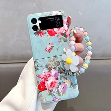 Imagem de Lindo arco-íris miçangas flor pulseira estojo peônia para Samsung Galaxy Z Flip 3 4 5G Zflip3 Z Flip3 Flip4 capa, b, para Z Flip 3