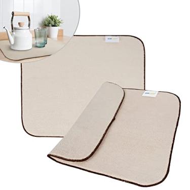 Imagem de SINLAND Tapete de secagem de pratos de microfibra super absorvente para escorredor balcão de cozinha, tapete de tamanho grande para bancadas ou pias 40,6 cm x 45,7 cm bege pacote com 2
