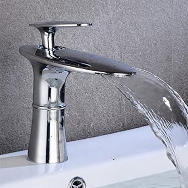 Imagem de Torneira de lavatório em cascata para banheiro Misturador de água quente e fria Valor Torneiras de lavatório Torneiras de alça única, Tamanho único