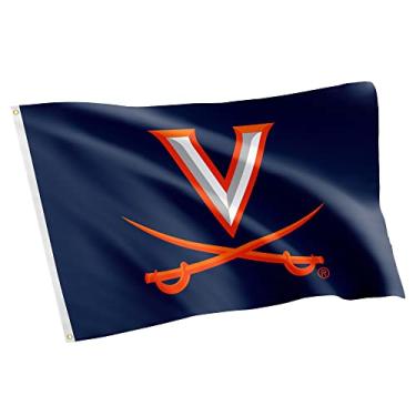 Imagem de Desert Cactus Bandeira 100% poliéster para ambientes internos e externos UVA Wahoos Hoos Wahoowa da Universidade da Virgínia 1,5 m x 1,5 m (bandeira 1)