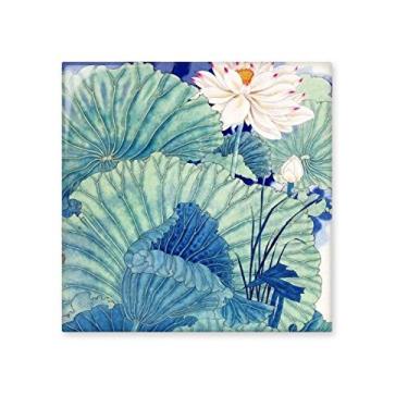Imagem de White Lotus Bud verde azul folha de lótus China pintura clássica azulejos de cerâmica para decoração de banheiro azulejos de parede