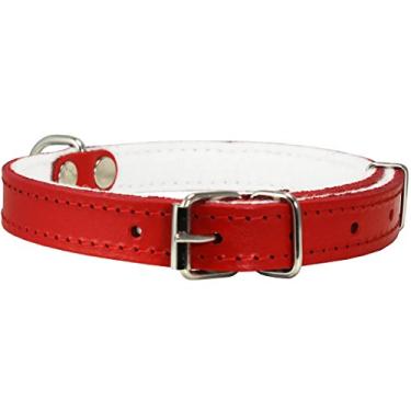 Imagem de Coleira acolchoada de feltro de couro genuíno Dogs My LoveDogs My Love 12"-14.5" Neck; 5/8" Wide vermelho Z-154-3