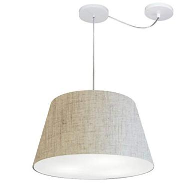 Imagem de Lustre Pendente com Desvio de Centro Cúpula Tecido 21/30x40 cm, Vivare Iluminação, Pendente4279 RST, Rustico Bege, Médio