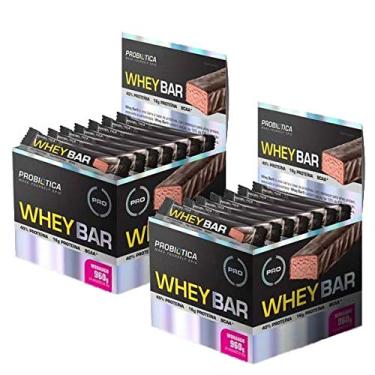 Imagem de Combo 2x Whey Bar Protein 24un 40gr Morango Probiotica