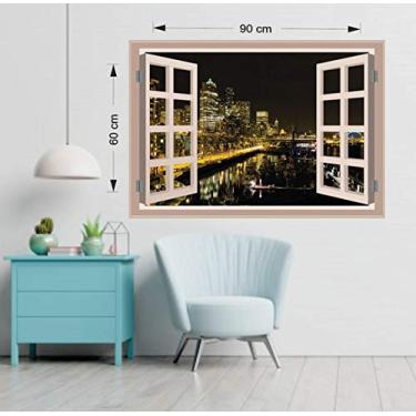 Imagem de Adesivo de Parede Janela Cidade Efeito 3d Tam90x60cm Mod34