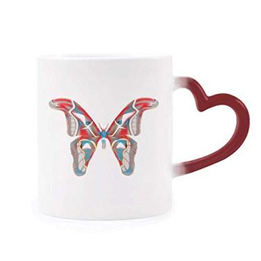 Imagem de Caneca 3D Borboleta em cor vermelha e azul sensível ao calor Caneca vermelha que muda de cor