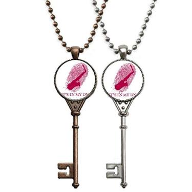 Imagem de OFFbb-USA Colar de chave de impressão digital gene saxofone musical joia decoração de casal
