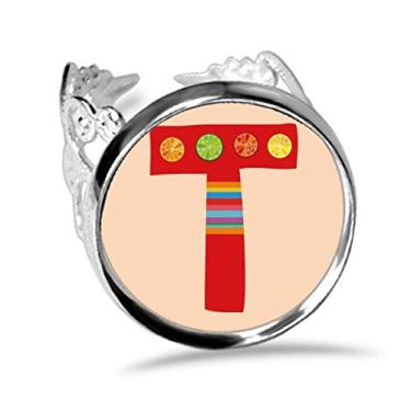 Imagem de DIYthinker T Alfabeto Laranja Fruit Lindo Padrão Anel Ajustável Amor Casamento Noivado