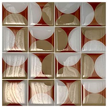 Imagem de Pastilha Resinada 3D Bege Marrom Meia Lua Kit 4 Placas