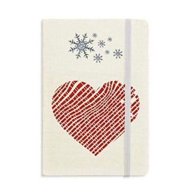 Imagem de Caderno vermelho para dia dos namorados com estampa de coração e flocos de neve para inverno