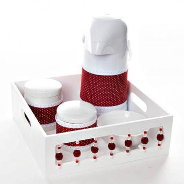Imagem de Kit Higiene Com Porcelanas E Capa Pedra Vermelha Quarto Bebê Menina -