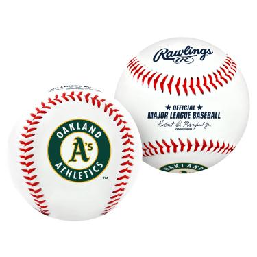 Imagem de Rawlings, Bola de Beisebol, Logotipo do time Oakland Athletics MLB Baseball, Branco, Official