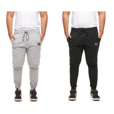 Imagem de Kit 02 Calças Masculina de Moletom Jogger Slim Sport Wooks-Masculino
