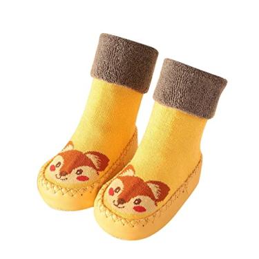 Imagem de Sandálias para meninas pré-andador sapatos 3D meninas Natal chinelo crianças meias luzes tênis sapatos meninas, 1102A - amarelo, 18-24 Meses