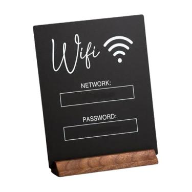 Imagem de Kokiya Placa de suporte de exibição de mesa de decoração de peça central de sinal de senha WiFi para mesas de centro de convidados, preto