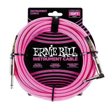 Imagem de Cabo trançado Ernie Ball P06078, reto/angular, 3 m, rosa neon