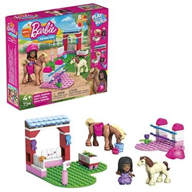 Imagem de Brinquedo Cavalo e Pônei Mega Barbie, Fácil de Construir e Brinque com Acessórios - 1 Cavalo e 1 Pônei