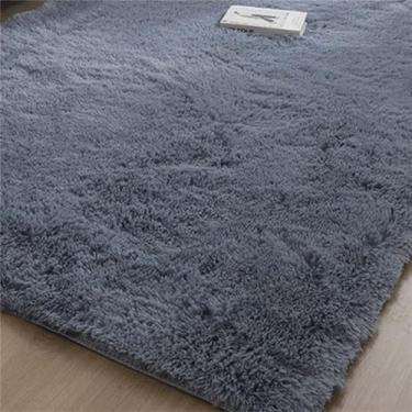 Imagem de Tapete macio grande para sala de estar Fofo Hall Sofá Área Tapetes Decoração de quarto Tapetes de pelúcia para jogos de quarto, cinza azul, 80x160cm I 31x62in