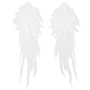 Imagem de Tofficu 2 Pares asas bordadas ornamentos de renda de asa de anjo enfeites de apliques de renda decoração remendo de roupas elegantes ferro bordado em patches Mochila fragmento