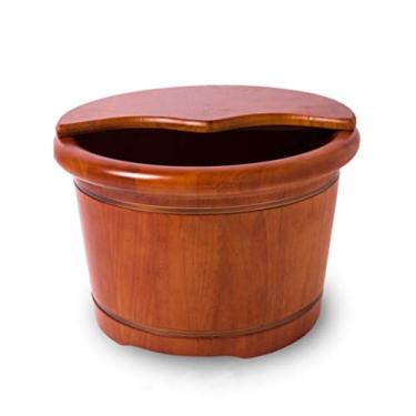 Imagem de Barril de madeira para pés Spa para pés para adultos, banheira grande de imersão para pés, balde de imersão para pés feito de madeira maciça, bacia para pés para banho de pés, imersão ou