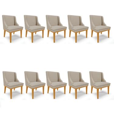 Imagem de Kit 10 Cadeiras De Jantar Liz Veludo Luxo Base Fixa Madeira C