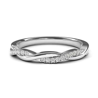 Imagem de THELANDA Anel de casamento de prata esterlina com moissanite de videira torcida pequena de 2,5 mm ou anel de casamento de diamante simulado, 7, Prata Prata esterlina Prata Prata esterlina Diamante