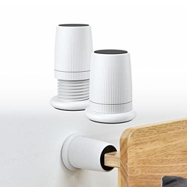 Imagem de xuenair Rolha de cabeceira, 2 peças de estrutura de cama ajustável branca ferramenta anti-balanço, 2 peças de rolha de cabeceira de 7,4 a 12,4 cm para parede, cama, cabeceira, mesa (branco 2 peças)