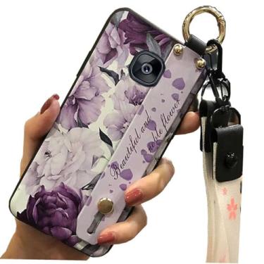 Imagem de Capa de telefone traseira de silicone em gel TPU com estampa de flor roxa para Samsung Galaxy todas as séries (Galaxy S7 Edge)