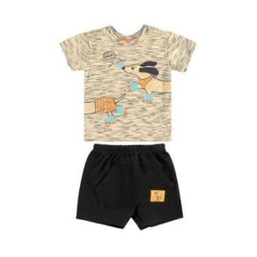 Imagem de Conjunto para Bebê Menino com Camiseta Doguinho e Bermuda em Moletom Quimby-Masculino