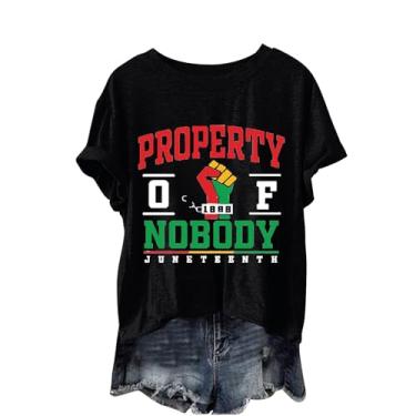 Imagem de Juneteenth Camiseta feminina Black History Emancipation Day Shirt 1865 Celebrate Freedom Tops Graphic Summer Casual, A1e-preto, M