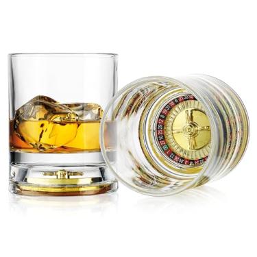 Imagem de Godinger Copo de uísque com mini base de roleta de trabalho - Spin and Sip exclusivo - Copo de jogo de bebida novidade com roleta integrada e bola presentes de elefante branco para homens - 293 ml - 1