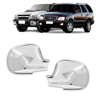 Imagem de Par Aplique Cromado para Capa Retrovisor Chevrolet S10 Blazer 1995 1996 1997 1998 1999 2000 2001 2002 2003 2004 2005 2006 2007 2008 2009 2010 2011