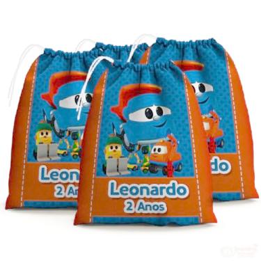 Imagem de Sacolinhas Surpresa Personalizada Tecido Léo o Caminhão (Sacolinhas 15x20, Unidades, 10)