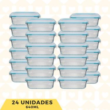 Imagem de Jg 24 Pote 100% Herméticos Premium 640ML Vidro Retangular Fit