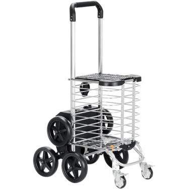 Imagem de Carrinho de compras elétrico para compras, com 6 rodas, forro à prova d'água, carrinhos utilitários dobráveis ​​portáteis para idosos, lavanderia, Tsport, 5ah
