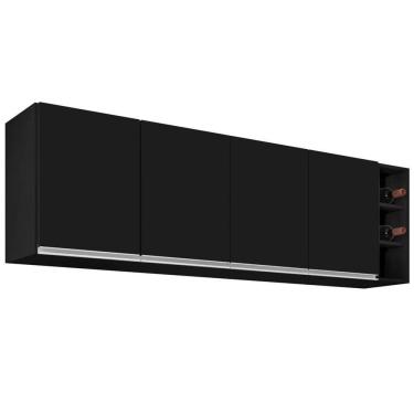 Imagem de Armário Aéreo Nevada Com Nicho 180cm 4 Portas Preto - Lumil