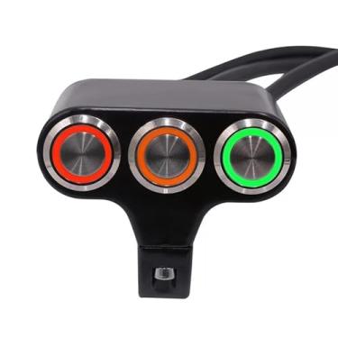 Imagem de Riloer Interruptores de motocicleta de 7/8" Interruptor de montagem do guidão para farol de neblina ON Off High Low Beam liga de alumínio com luz indicadora