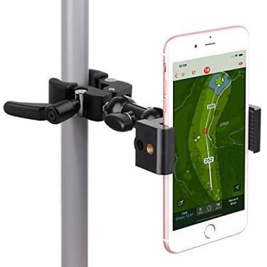 Imagem de iTODOS Clipe de suporte de celular para carrinho de golfe, andador de cadeira de rodas, carrinho de bebê, bicicleta giratória, mesa, braçadeira serve para iPhone, Galaxy, Nexus, a maioria dos