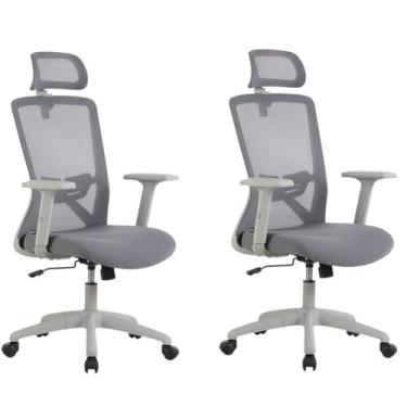 Imagem de Kit com 2 Cadeira para Escritório Office Dallas Cinza