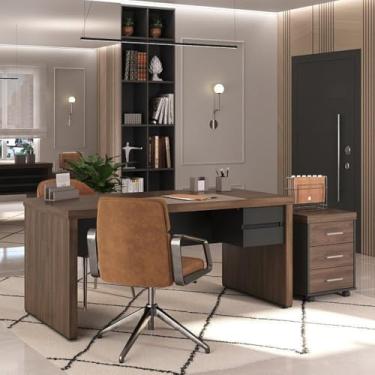 Imagem de Kit 3 Peças com Mesa Operacional 1400 em Tamburato, Gaveteiro Suspenso e Gaveteiro Organizador Charuto/Preto