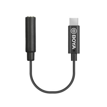 Imagem de by-K4 Cabo adaptador TRS curto USB tipo C macho para fêmea banhado a ouro 3,5 mm (Boya)