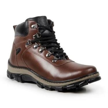 Imagem de Bota Coturno Masculino Couro Cano Alto Bico Redondo Casual-Masculino
