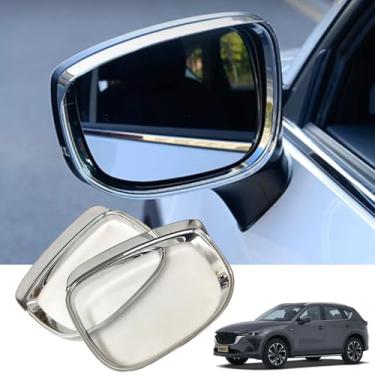 Imagem de Espelho retrovisor de carro capa de sobrancelha de chuva guarnição para Mazda CX-5 CX5 2017-2024, fibra de carbono prata acessórios exteriores automotivos acabamento protetor de espelhos retrovisores
