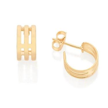 Imagem de Brincos banhado ouro 3x 24k 18k e 22k femininos meia argola pequenos r