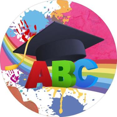 Imagem de Painel de Tecido Sublimado Redondo ABC Formatura Tinta Cores Arco Íris
