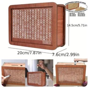 Imagem de Cofrinho Cofre Guardar Dinheiro Woodbox Japones Poupança Rus - Indústr