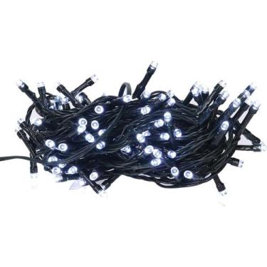 Imagem de Cordão Natal Pisca Pisca Fixo 100 Leds 10m Branco Frio 127V Uso Intern